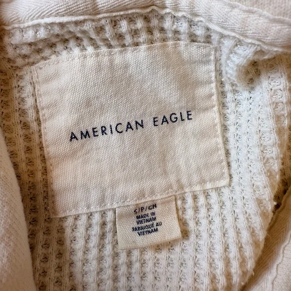 American Eagle Waffle Knit Shacket Cream Sz Small - Picture 7 of 8